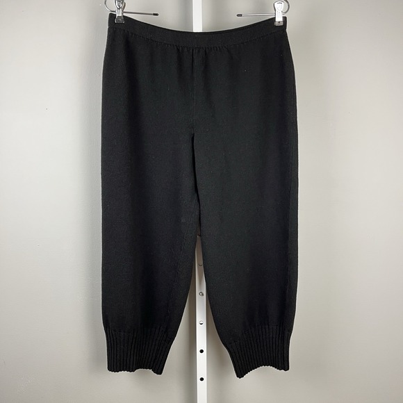 dia Pants - Vintage Dia Black Knit Pants Womens Large Pull On Ribbed Knit Ankle Cuffs